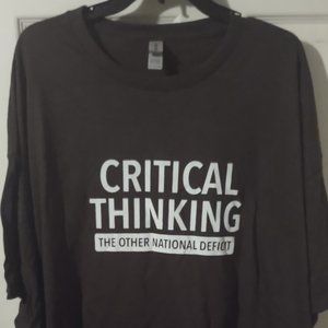 Black t-shirt CRITICAL THINKING THE OTHER NATIONAL DEFICIT size XL